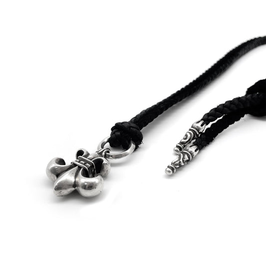 Chrome Hearts Silver BS Fleur Leather Braids Chain Necklace