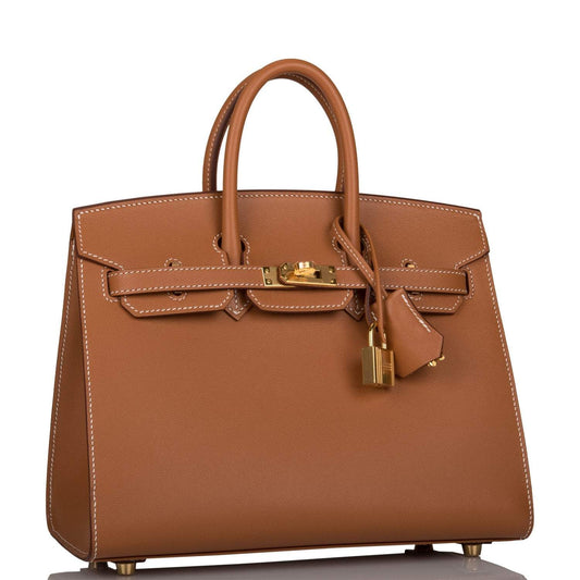 right view of Hermès Birkin Sellier 25 Gold Veau Madame